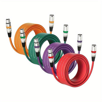 4 cables de audio XLR avanzados multicolor (15.3 metros/50 pies), conector XLR de tres pines, cables de alta fidelidad para micrófonos, mezcladores y sistemas de altavoces, cables XLR balanceados