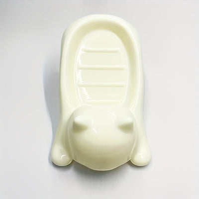 Porta jabón divertido con diseño de gato animado, color blanco y rosa brillante, con drenaje, soporte plástico decorativo para baño, ideal para guardar jabón y esponjas, accesorios para baño, diseño juguetón, acabado brillante