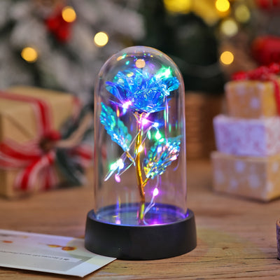 1 pieza de luz nocturna de rosa LED con papel de oro, lámpara de mesa moderna de plástico con batería, iluminación de cama, iluminación de fiesta de bodas, regalo del Día de la Madre, luz decorativa de escritorio interior, incluye batería, decoración de