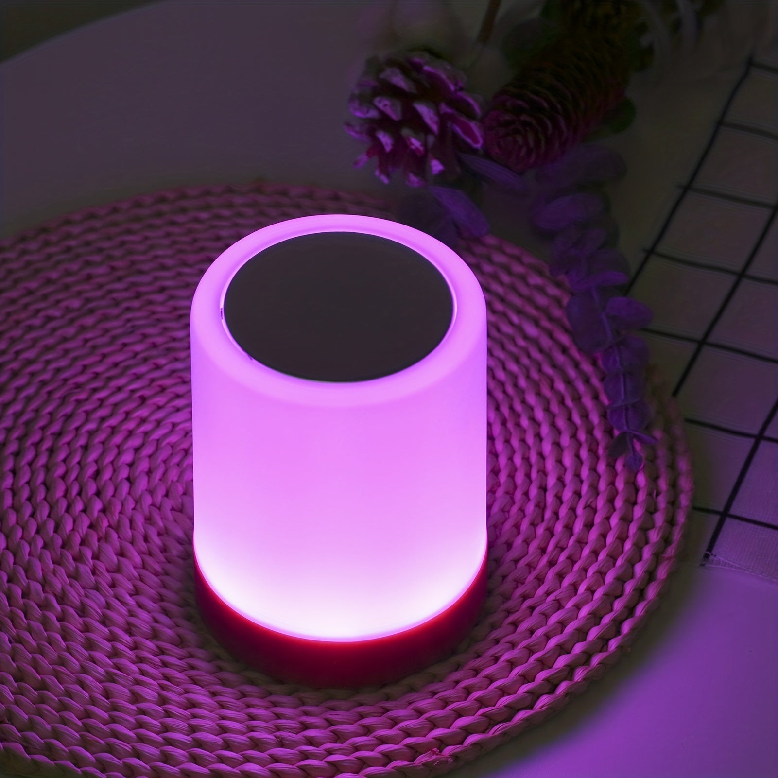 1pc Luz Nocturna Pequeña al Toque, Luz de Mesa Tapando, Luz de Cama para Dormitorio, Luz de Ambiente Colorida, Luz Cambiante de Colores, Carga USB Regulable