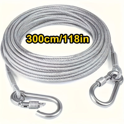 1 Juego, Línea de ropa de acero inoxidable con cable de acero duradero - Resistente a mordeduras, portátil, ideal para lavado en interiores/exterior, accesorios de camping, baños y dormitorios, equipo de camping | Línea de ropa moderna | Construcción dur