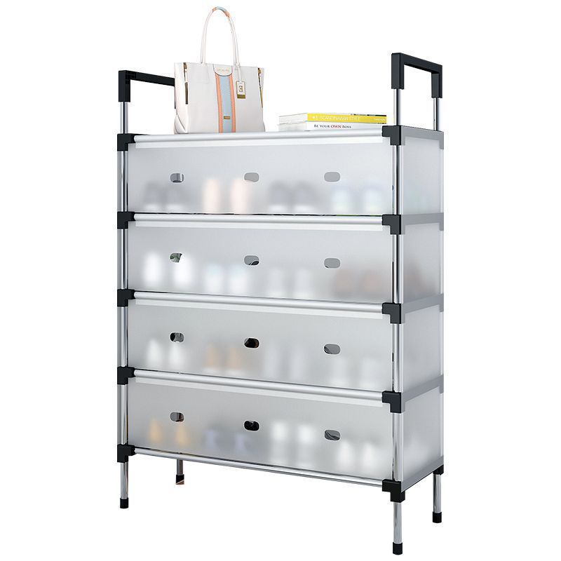 Organizador de zapatos de varios niveles - Gabinete de almacenamiento para piso, ahorrador de espacio, con estantes y diseño antipolvo, construcción duradera de plástico y acabado pintado elegante, ideal para entrada, clóset o apartamento, gabinete para