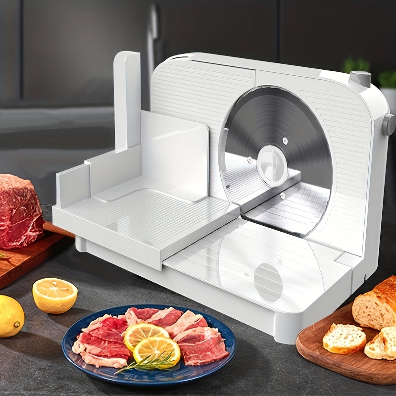 1 rebanadora eléctrica de acero inoxidable de 150W - Grosor ajustable, capacidad de corte de 0-15mm, rebanadora de carne, ideal para uso doméstico y comercial, corta embutidos, carne, verduras, frutas, regalo para el Día del Padre