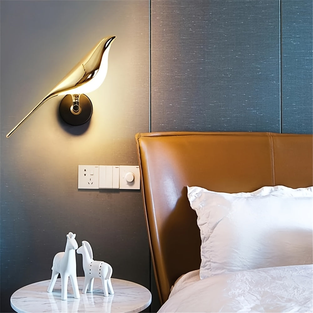 Arandelas de Pared Modernas Art Deco para Sala, Dormitorio o Pasillo, Lámpara de Pared con Aves Oscilantes, Iluminación Metálica y Acrílica, 3 Temperaturas de Color (2 Luces)