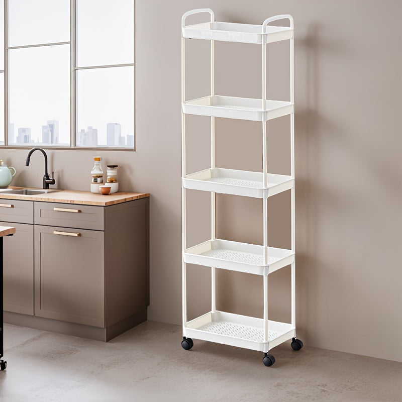 Carro de Almacenamiento con Ruedas - Estantes independientes de plástico duradero para cocinas, baños y dormitorios, estantes móviles fáciles de montar para snacks, artículos de tocador y esenciales de noche, diseño moderno minimalista con estructura rob