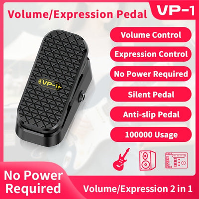 Pedal de volumen/expresión 2 en 1 VP-1 - No requiere energía, diseño silencioso antideslizante, 100.000 usos, control preciso para efectos de guitarra eléctrica, negro, pedal de guitarra, construcción duradera