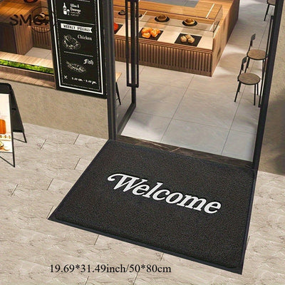 SHMECOPIN Felpudo "Bienvenido" Estampado - Rayas/ Total - Ideal para Restaurantes, Hoteles y Entradas de Oficina