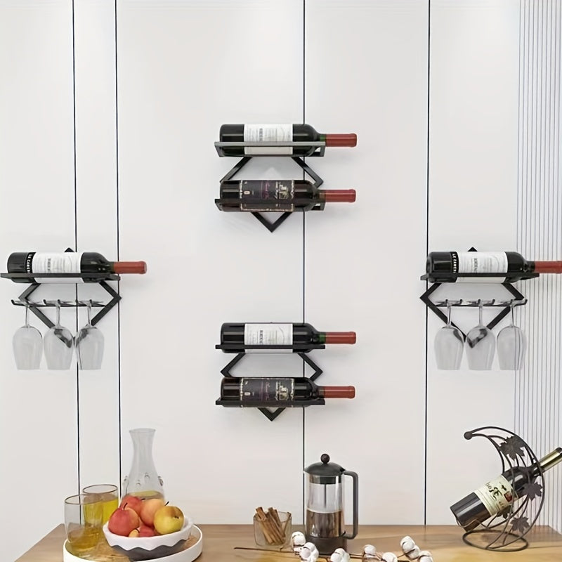 1pc Estante de Vino Montado en Pared para Botella Única - Diseño Ahorrador de Espacio en Metal con Acabado Mate, Almacenamiento Seguro y Estilo Minimalista Moderno para Barra del Hogar, Cocina, Comedor, Decoración Contemporánea, Acabado Elegante