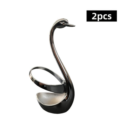 2 piezas de soportes verticales de base de cisne de acero inoxidable, utilizados para almacenamiento y exhibición de vajilla en el hogar y restaurantes, organizador de cubiertos | Vajilla elegante | Soporte duradero