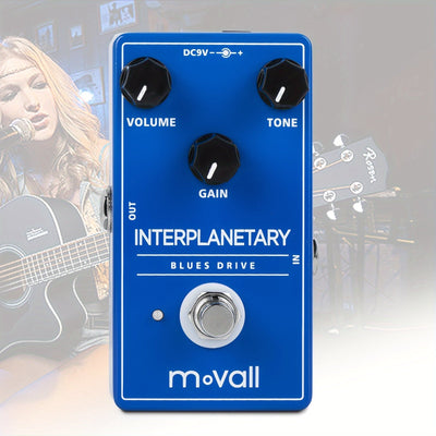 Pedal Movall MP100 Blues Drive - Overdrive de Tono Vintage, True Bypass, Aleación de Aluminio Duradera, Alimentado por 9V DC