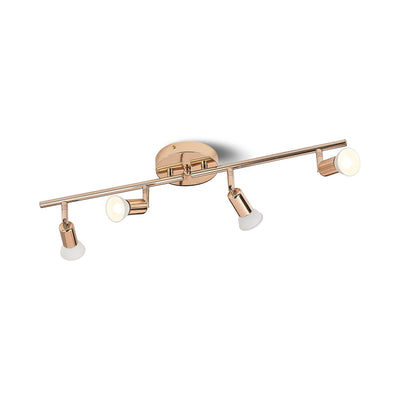 Kit de iluminación de riel, 1 pieza, brazo de riel ajustable con 4 cabezales, luz de techo direccional plegable con socket GU10, incluye focos, para cocina, dormitorio o sala de exhibición, lámpara de acento, color negro/níquel