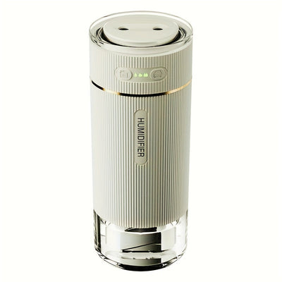 1 ud. Humidificador Portátil Pequeño para Dormitorio - [Doble Boquilla de Niebla Fría Grande] [Iluminación Ambiental] [Encendido/Apagado Inteligente en el Coche] Tecnología de Onda Sonora Mini Humidificadores Personales de Escritorio para Viaje Oficina,