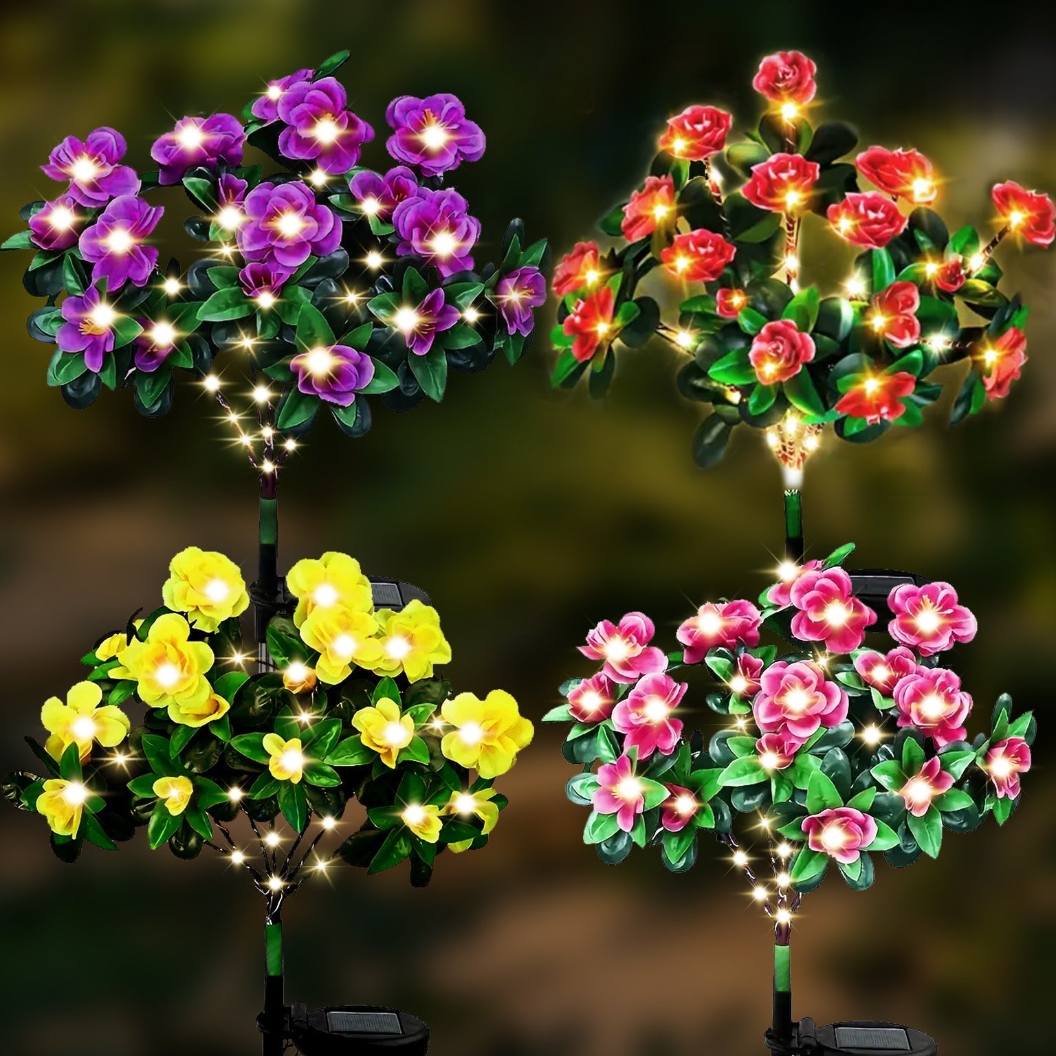 1pc Lámpara Solar de Rododendro, Luz Festiva de Color Cálido para Jardín, Decoración LED Solar para Patio y Exteriores, Regalo de Jardinería para Mujeres o Madres