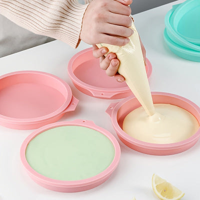4 piezas de moldes de silicona para pasteles para horno y freidora de aire - Moldes para hornear redondos versátiles para pasteles en capas, pan, tostadas - Antiadherentes, multitamaño (10,16 cm, 15,24 cm, 20,32 cm) - Gadgets y accesorios de cocina durad