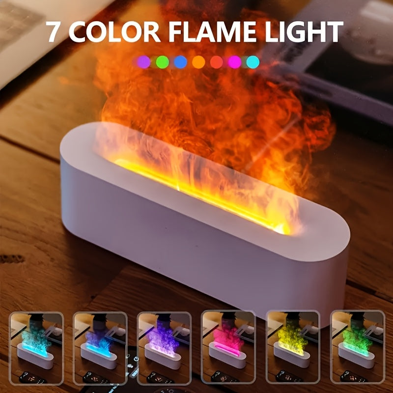 Difusor y humidificador de luz de llama de 7 colores, quemador de aceite esencial de 180mL, silencioso, apagado automático, alimentado por USB, ≤36V, plástico, para hogar, dormitorio, oficina - Regalo ideal