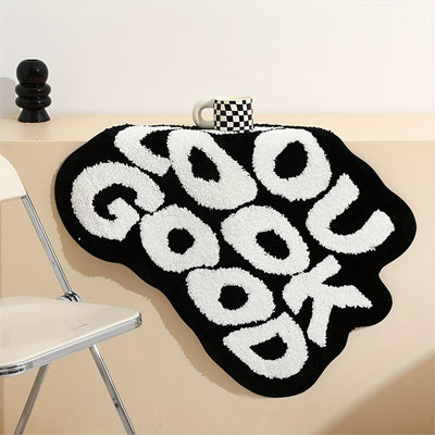 1pc Alfombra de poliéster acogedora y peluda con cita inspiradora, alfombra antideslizante para salón, dormitorio, uso interior - Lavable en máquina, decoración de piso de hogar única