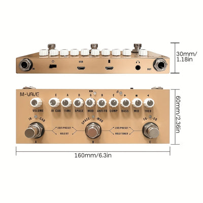 [Pedal de efectos CUBE AC] Pedal de efectos multifuncional portátil CUBE AC para guitarra acústica con reproducción inalámbrica, interfaz de audio para grabación en teléfono, regalo ideal para cumpleaños, Pascua, Día del Presidente, novios, novias y Eid