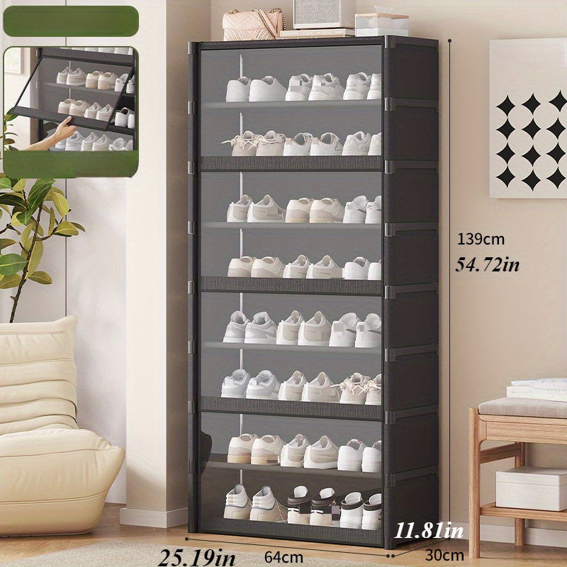 1 pza. zapatera transparente antipolvo con puerta abatible, capacidad para 40-45 pares, organizador de zapatos alto independiente para entrada y pasillos, regalo ideal para el día de la madre, caja de almacenaje elegante en blanco, organizador de zapatos