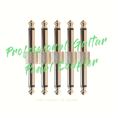 Acoplador para pedales de guitarra profesional, conector TS recto de 1/4 de pulgada para unir pedales de efectos, acabado dorado