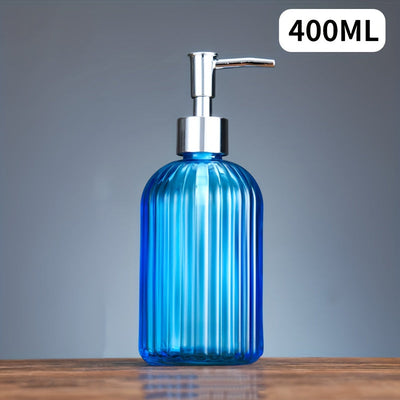 1pc Dispensador de jabón de vidrio, botella de loción de encimera de 400 ml con bomba, dispensador de desinfectante de manos para baño, botella vacía recargable para champú gel de ducha, accesorios de baño, decoración del hogar, muebles para el hogar