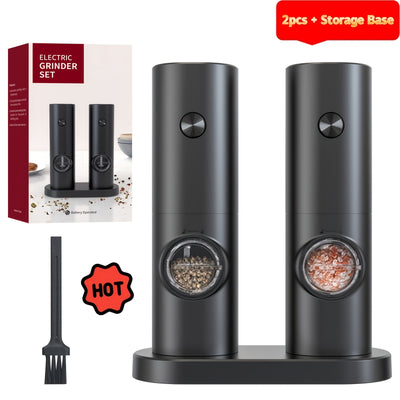 Opción de 1pc/2pcs, Juego de Molinillos Eléctricos para Sal y Pimienta con Luz LED, Grano Ajustable, Gran Capacidad, Ideal para Cocina en Casa o BBQ, Regalo de Boda
