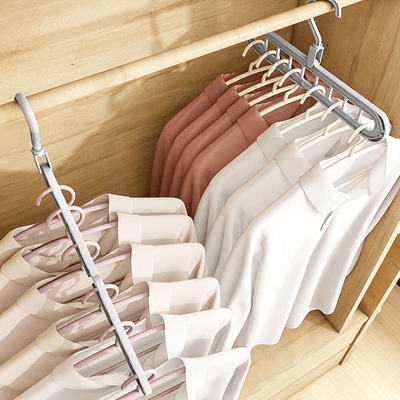 9 perchas de plástico resistentes de 9 orificios - Organizador plegable que ahorra espacio para el armario y el guardarropa, juego duradero para el almacenamiento en el hogar y el dormitorio