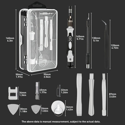 Juego de Destornilladores de Precisión 115 en 1, Kit de Herramientas para Reparación Electrónica con Bits Magnéticos Micro para iPhone, Computadora, PC, Portátil, Teléfono, Mac, Tableta, Bricolaje Doméstico, Consolas de Juegos, Gafas, Reloj, Timbre, etc
