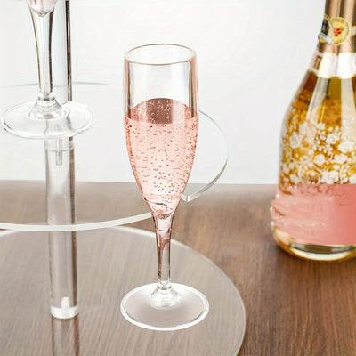 Soporte Elegante de 3 Niveles para Cócteles Transparente con Acrílico y 12 Porta Vasos - Exhibidor de Copas de Champán de Dos y Tres Pisos, Ideal para Fiestas y Eventos