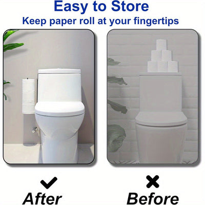 Soporte para Papel Higiénico de Hierro Negro sin Taladro - Autoadhesivo, Montado en la Pared, Versátil para Baño y Cocina, Diseño Minimalista Elegante, Almacenamiento para Baño