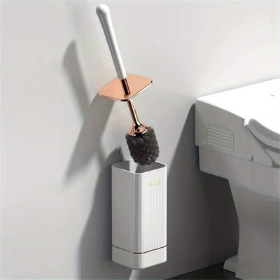 1 Unidad, Cepillo De Baño Montado En La Pared, Con Soporte, Cepillo De Baño De Mango Largo Para El Hogar, Con Base, Cepillo De Limpieza De Inodoro Sin Rincones Muertos, Accesorios De Baño, Herramientas De Baño