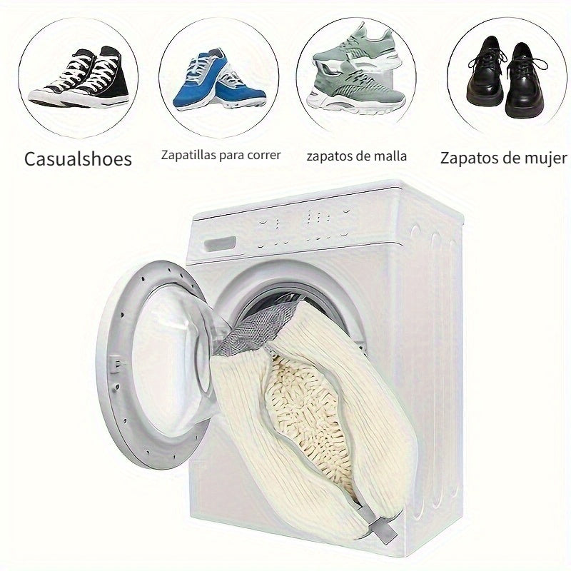 Bolsa para lavar zapatos en lavadora, limpieza profunda 360°, bolsa reutilizable para lavadora y secadora, protege tenis y zapatos deportivos, evita manchas, tamaño 39 cm x 19 cm, cierre invisible duradero, protección completa para zapatos y lavadora, ju