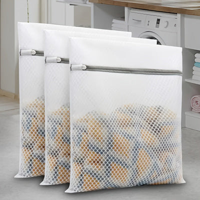 Bolsa De Lavado De Panal Premium De 3 Piezas, Bolsas De Lavandería De Malla Con Cremallera Para Ropa Delicada - Juego De 3 Bolsas Protectoras De Lavado Medianas (12x16 Pulgadas) - Protege La Ropa Durante El Lavado Y El Secado