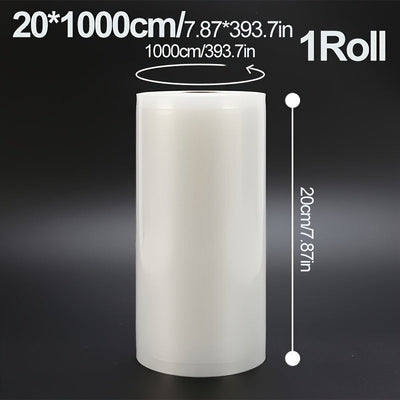 Rollo de Bolsas para Sellado al Vacío de 20 cm de Ancho y 10 m de Largo para Almacenamiento de Alimentos - Rollo Hermético Extra Grueso para Mantener la Frescura de Carne, Queso, Verduras y Frutas, Resistente para Congelador, Mantiene los Alimentos Fresc