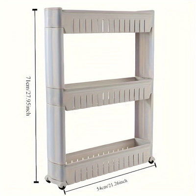 Organizador de 3 Niveles para el Borde del Refrigerador Ultra Estrecho - Carrito Independiente para Almacenamiento en Baño y Sala de Estar - Adecuado para Escenarios de Hotel, Hogar, Cocina y Salón