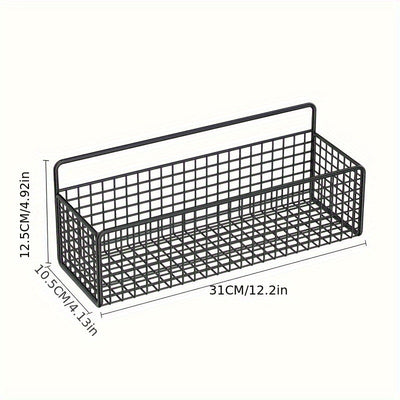 Organizador de pared metálico sin taladro - Estantes rústicos con diseño de rejilla para toallas, artículos de baño y papel higiénico, metal duradero resistente al óxido, fácil instalación, accesorios de baño seguros para la salud