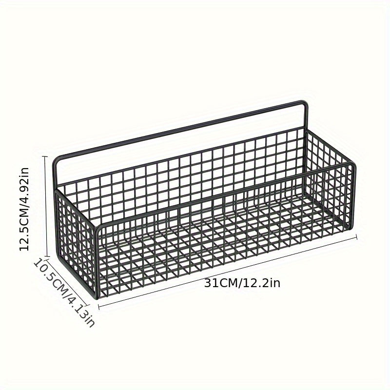 Organizador de pared metálico sin taladro - Estantes rústicos con diseño de rejilla para toallas, artículos de baño y papel higiénico, metal duradero resistente al óxido, fácil instalación, accesorios de baño seguros para la salud