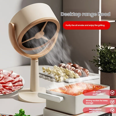 Nueva ventilador de absorción de rango completo para mesa, recargable por USB, mini desventilador de escritorio, montable en pared y colgante, eliminación de humo ilimitada, electrodoméstico esencial para cocina.