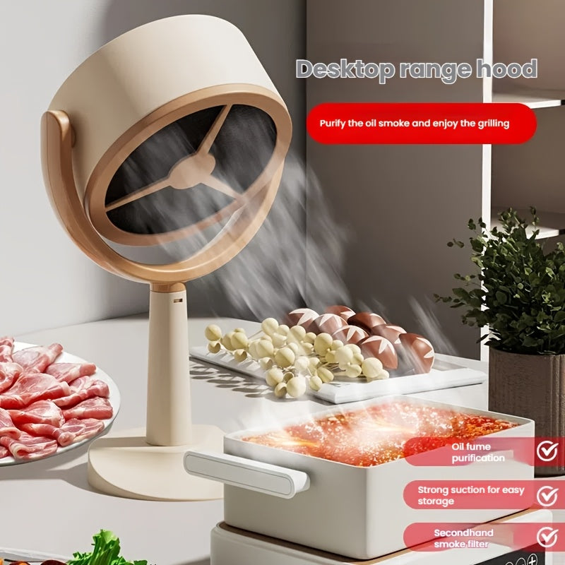 Nueva ventilador de absorción de rango completo para mesa, recargable por USB, mini desventilador de escritorio, montable en pared y colgante, eliminación de humo ilimitada, electrodoméstico esencial para cocina.