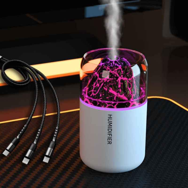 Humidificador ultrasónico con luz LED de 7 colores - Alimentación por USB, diseño ultra silencioso, iluminación ambiental romántica, ideal para decoración de interiores en casa, oficina y auto
