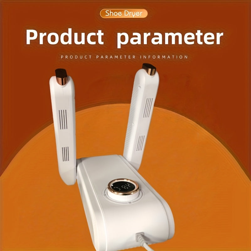 Secador de zapatos portátil de 360° con secador de pelo calentado - Flujo de aire 3D ajustable, temporizador inteligente, enchufe de EE. UU./Europa, diseño compacto para uso en casa y viajes, secador de zapatos, secador de casa, secador elegante, ajustes