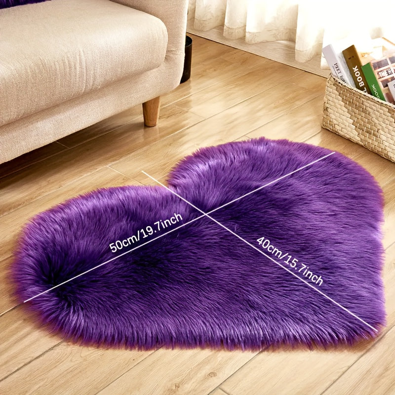 Alfombra De Piel Sintética En Forma De Corazón, Suave, Lavable, Para Interiores En Varios Colores Para Sala De Estar, Dormitorio, Alfombra De Suelo Acogedora Y Duradera Con Base Tejida, Alfombra Para Sala De Estar