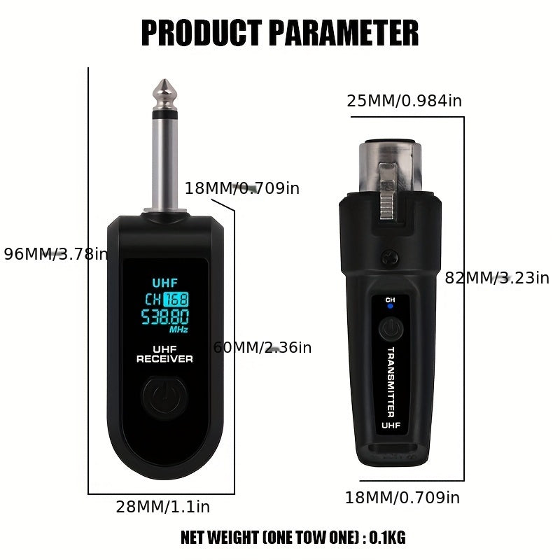Sistema de micrófono inalámbrico NXG 2pcs/1pc - Rechargeable por USB Tipo-C, transmisor de audio de largo alcance 2.4GHz para micrófonos XLR, conector Jack de 6.35mm, sin batería, control de volumen, para cantar karaoke con transmisión UHF estable