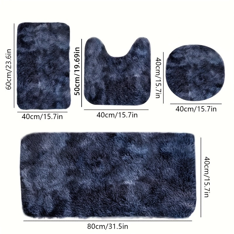 Juego de 4 Alfombrillas Esponjosas para Baño - Suaves, Absorbentes, Antideslizantes, Gruesas, Lavables a Máquina, Kit de Alfombras Rectangulares de Poliéster, Alfombras Antideslizantes|Decoración Elegante para Baño|Tapetes de Fibra de Poliéster, Alfombra