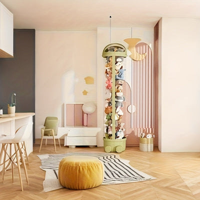 Balde de Almacenamiento Transparente Mejorado - Organizador de Gran Capacidad para Muñecas, Diseño Coche Espacial Rosa con Decoración Estrellada, Tapa de Fácil Acceso, Solución Perfecta para la Organización del Hogar, Caja Cilíndrica para Juguetes