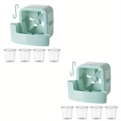 2 ventiladores de pie con oscilación de 360°, motor silencioso y 3 velocidades de enfriamiento ahorradoras de energía + vaso para hielo, portátiles para dormitorio, hogar u oficina