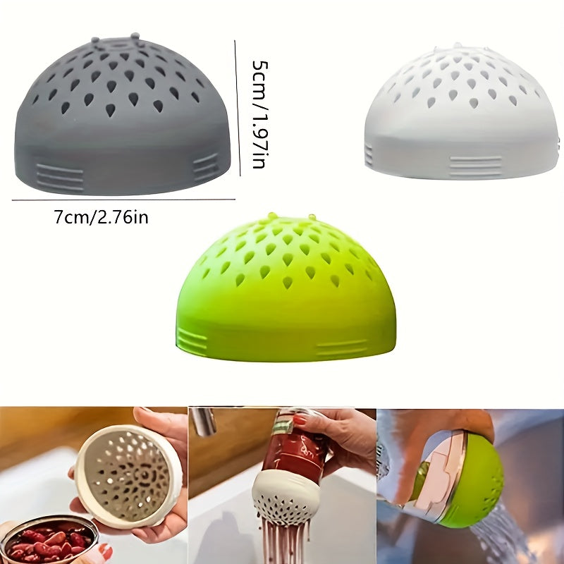 1/2 piezas - Filtro de silicona para latas: mini colador multiusos para escurrir los alimentos sin esfuerzo, accesorios de cocina para el hogar - Color a escoger