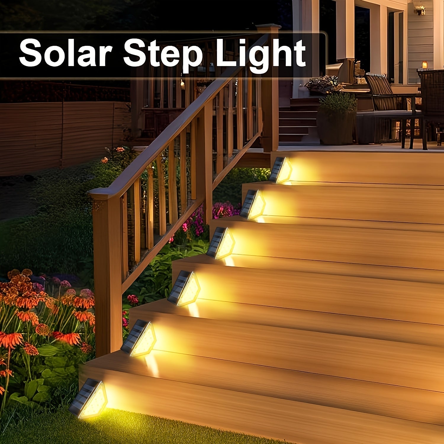 6 Luces Solares con 7 LED para Escaleras, Patios, Jardines, Pasillos y Paisajismo – Iluminación Exterior para Terrazas, Entradas y Caminos