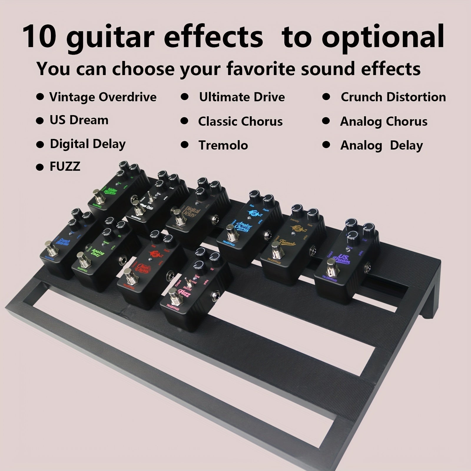 Pedal de Efectos para Guitarra Eléctrica Mini Tipo Simple: Crunch, Distorsión Clásica, Chorus, Delay Digital, Vintage Overdrive y Tremolo Analógico