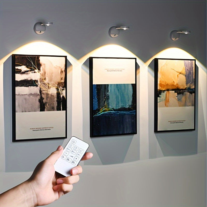 Foco LED Con Sensor De Movimiento, Luz De Pintura Inalámbrica, Luz De Noche Recargable A Batería, Control Remoto Con Temporizador, Rotación De 360°, Regulable, 3 Temperaturas De Color, Para Escaleras, Sala De Estar, Dormitorio, Pasillo, Exhibición De Obr