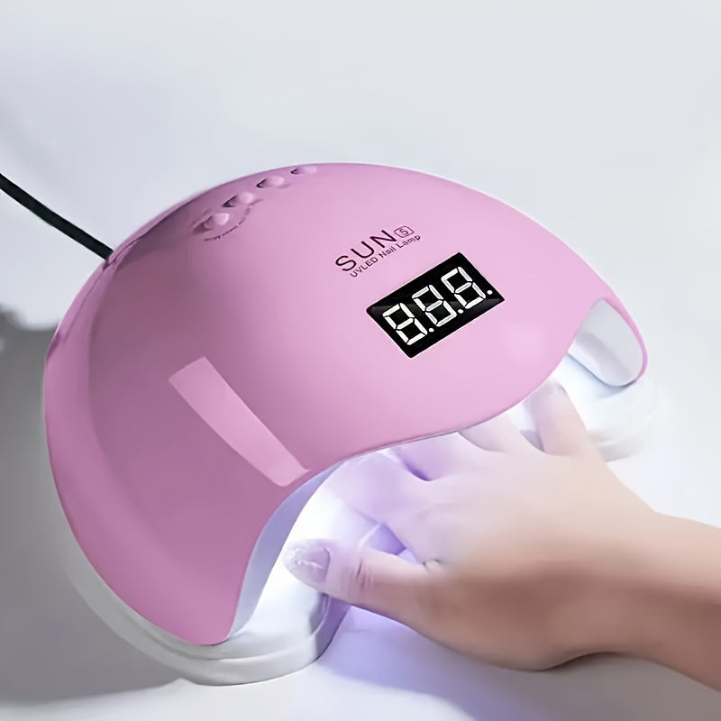 Linterna LED para Uñas con Sensor Inteligente, Luz de Curado Portátil para Esmalte en Gel, Alimentación USB sin Batería, 5 Regalos Incluidos, Pantalla LCD, Base Desmontable, Ideal para Hogar y Salón